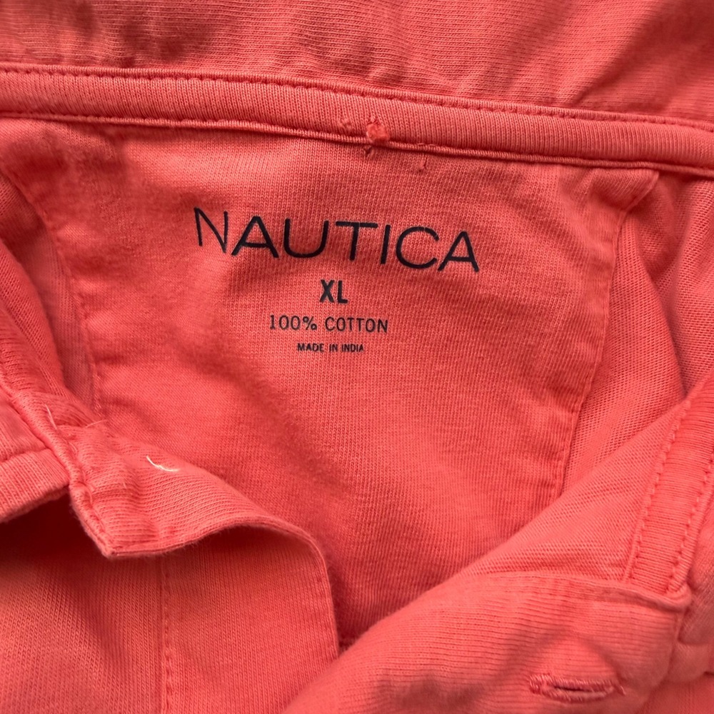 Nautica Mens XL Coral Pink Short Sleeve Cotton Polo Shirt J-Class Logo - Picture 4 of 8